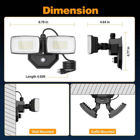 Slick Black 32W Dusk To Dawn LED Flood Light With Dual Pivot Heads And Plug And Play Cord Sheds A Hella Bright 3200 Lumen 6500K Glow Across Yard Patio Driveway For Super Secure Nighttime Coverage