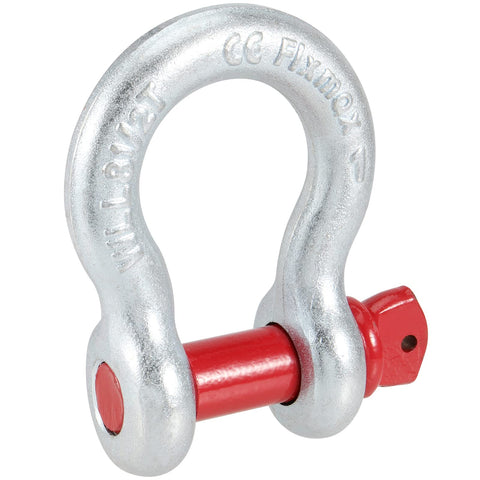 Heavy Duty 1 Inch Bow Shackle D Ring With 8.5 Ton Working Load Limit 18,700 Lbs 1-1/8 Inch Screw Pin in galvanized alloy steel