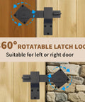 6 Inch Barn Door Flip Latch Lock Heavy Duty Gate Latch showing 360° installation on wood and stone surfaces