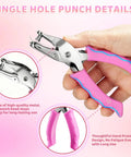Two Pack Handheld Hole Punches With One Quarter Inch And One Eighth Inch Holes Soft Pink Grip Handy for Home Office