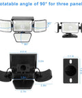 Beefy 4 Head Solar Security Flood Lights With Motion Sensor, 278 LED 3000LM, rotatable panel angles and dimensions