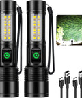 Rechargeable LED Flashlight 990000 Lumen Beast Mode Brightness With 6 Modes, adjustable beam, shown with USB cables and outdoor use
