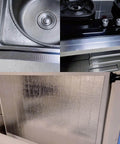 Self-Adhesive Aluminum-Fiberglass Heat Shield Wrap, 15 By 48 Inches, installed on sink, stove, and oven.