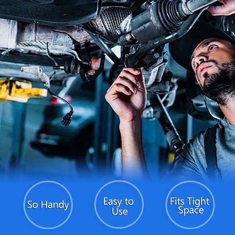 Mechanic using Grease Gun Needle Tip Kit With Bent And Straight Nozzles For Tight Spaces And Hard To Reach Areas under vehicle.