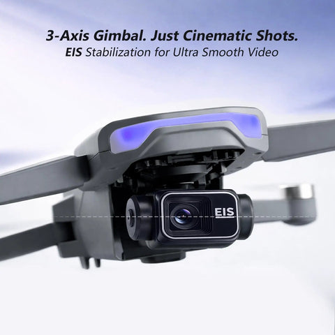 Close-up of GPS Drone With 4K Camera And 3 Axis Gimbal For Ultra Smooth Footage with EIS stabilization.