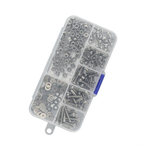 320 Piece 3mm Stainless Steel Hex Socket Screws Bolts Nuts Washers And Flat Round Head Fasteners With Gaskets set in organizer case