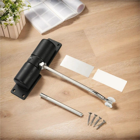 Automatic Door Closer Aluminum Alloy Rebound Stopper Wear Resistant Safety Spring Kit With Pulley Pad Roller Rod And Mounting Screws
