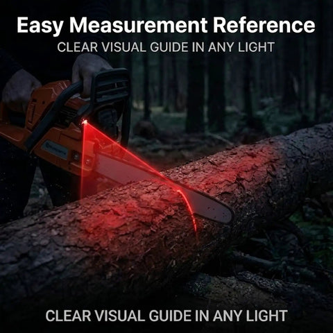 Laser Measuring Tool For Firewood And Chainsaw Work With Adjustable Log Length Guide For Quick Accurate Cuts No Fuss Setup Fewer Rechecks And Time Saving Outdoor Wood Cutting Marker Accessory For Efficient Firewood Prep. orange chainsaw laser guide on log