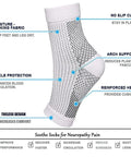 Pain Relief Compression Socks For Women And Men, Soothe Neuropathy Symptoms And Plantar Fasciitis, Ankle Support Sleeve, Black White, Size L XL