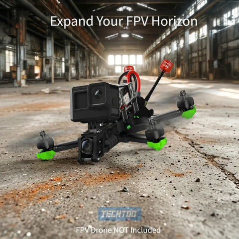 RHCP FPV Antenna for Racing Drones 5.8G 2.3dBi with SMA Male Connector on drone in industrial setting.
