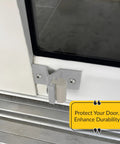 Sliding Patio Door Bumper Stop In Gray Aluminum 2 Inch Length 1 Inch Width installed on door frame