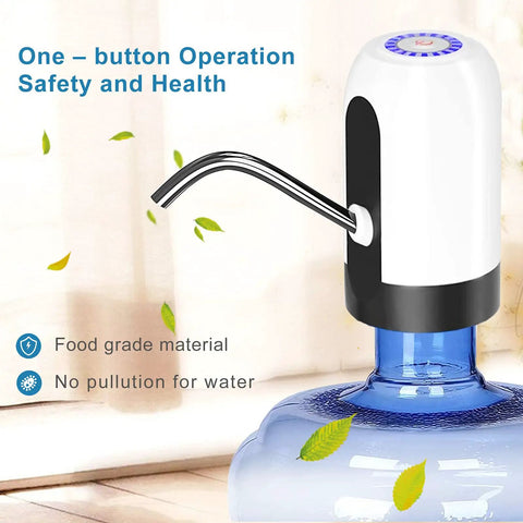 Electric 5 Gallon Water Dispenser Pump Portable USB Rechargeable For Universal 2 To 5 Gallon Bottles Leak Proof Silicone Tube