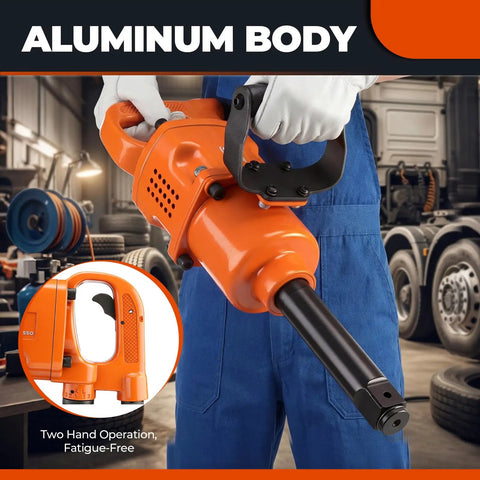 1 Inch High Torque Air Impact Wrench Dishing Out Maximum Beef With Up To 2580 Foot Pounds Of Loosening Power And A Lightning Quick 5000 Rpm Spindle crafted in aluminum body for heavy duty tasks.