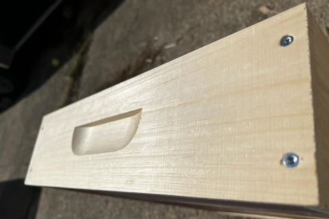 Close-up of screw construction on premium pine wood Bee Hive Top Feeder With Floats, Fully Assembled Langstroth Beekeeping Gear, Made In USA