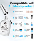 Oil Free Nail Prep Dehydrator for Press Ons Gel Polish Acrylic or Natural Nails with compatible products listed