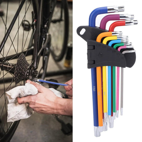 Durable Hex Wrench Star Key Set With Color Coding For Tough Furniture Assembly And Fast DIY Repairs Featuring Heavy Duty Steel Construction For Ultimate Grip, 9pc bike repair set