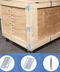 Heavy Duty Trailer Wood Sides Brackets Tailgate Bulkhead Corner Connectors Vehicle Bed Rail Hardware Right Angle Latch Rack Pieces Solid Steel Fittings Built Tough Rig Ready Workhorse on wooden crate.