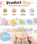 Tot Approved Flower Shaped Kids Coat Rack 2 Piece Wall Hook Set Rainbow Colors Dreamy Decor for Nursery and Entryway Storage Holds Coats Backpacks and Towels like a Boss, floral design wall hook dimensions shown.