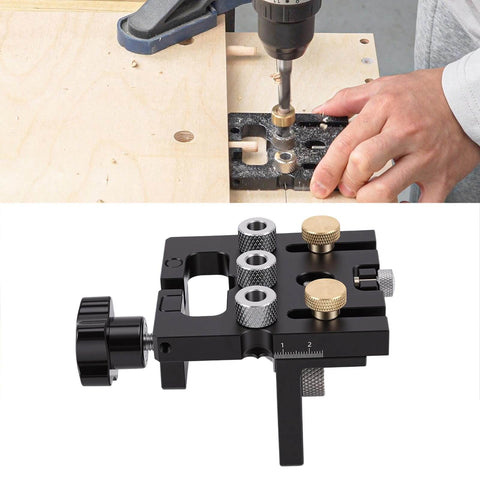 Self Centering Doweling Jig For Woodworking With Drill Guide, Includes 6mm 8mm 10mm Bits And 12mm Eccentric Wheel, Pro Grade 6061 Aluminum
