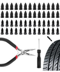 60 Piece Tire Plug Kit With Pliers And Screwdrivers For Emergency Puncture Repair featuring rubber plugs and tools