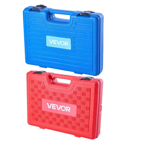 Blue and red cases for All-In-One Ball Joint Press And Bearing Driver Kit With 24 Race And Seal Drivers, 13 Bushings, C-Frame And Sleeves