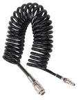 Flexible Coiled Air Hose Quarter Inch Durable Pressure Fits Tire Inflator Pump Compressor Tools Plus Dust Blowers For Car And Motorcycle Garage Shop Nylon Design Easy Storage Twenty Three Feet Length Is Good For Hot Shop Guys Got Big Deal, coiled black hose with metal fittings