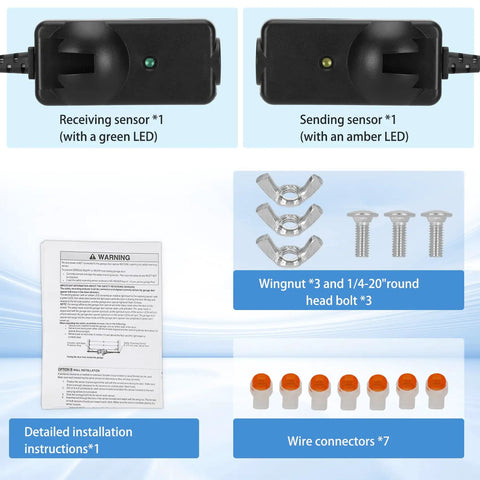 Garage Door Safety Sensor Replacement Kit 41A5034 For Openers Manufactured After 1997 includes sensors, bolts, connectors, instructions