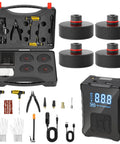 Portable Tire Inflator Kit For Tesla Featuring A Fast Charge Air Pump includes tools, jacks, and accessories in a compact case.