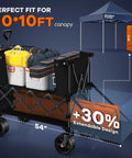 Double Deck Folding Wagon With 54 Inch Tailgate And 560 Lb Capacity loaded with bags, black, extendable design for camping and sports