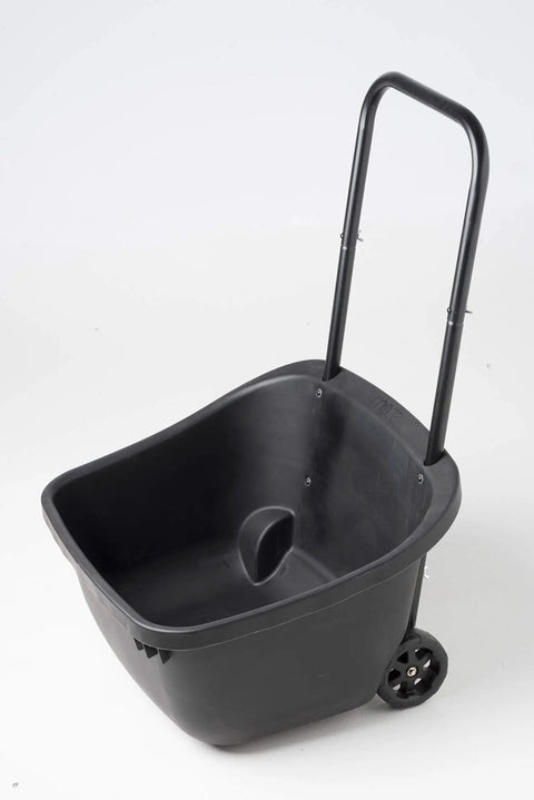 Compost cart from Two Stage 65 Gallon Compost Tumbler With Large Double Doors And Open Frame For Easy Unloading Includes A Compost Cart.