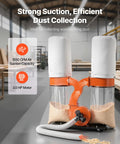 High Power Dust Collector With 1550 CFM Vortex Cone For Fast Wood Dust Pickup, 2.5 Micron Filtration, 3.0 HP Sawdust System in workshop