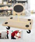 Heavy Duty Furniture Dolly With Wheels For Moving Heavy Loads Up To 200kg MDF Platform Cart With Non Slip Mat 58x29cm