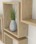 Wall-mounted shelves made from Red Oak Wood Veneer Sheet Flat Cut 24 By 96 Inches Paper Backed 10 Mil A Grade Veneer Face