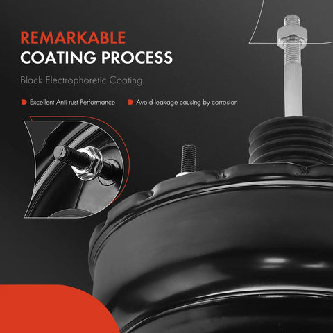 Heavy Duty Vacuum Brake Booster For Lexus IS300 2002-2005 3.0L V6 Dual Diaphragm showing black electrophoretic coating and detailed fasteners.