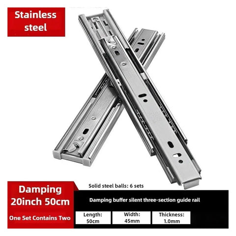 Smooth As Butter Bottom Mounted Drawer Slides Heavy Duty Stainless Steel 50cm guide rails for cabinets.