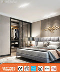 Modern bedroom with 12 Pack 4 Inch Black LED Recessed Lights Kit With Junction Box Dimmable 5CCT From 2700K To 6000K
