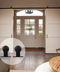 9Ft Sliding Barn Door Hardware Kit With Heavy Duty T Shaped Track In Black for Double Doors in Living Room