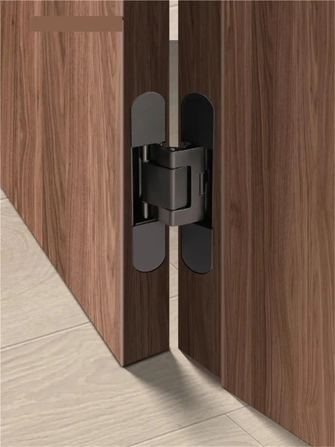 Invisible Hidden Hydraulic Door Closer With Quiet Soft Close Action Built Tough automatic self-closing hinge mounted in wood cabinet.