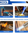 Double Flame Hand Torch With 3600 F Heat, Propane MAPP Gas Torch for welding and HVAC, brass valve, 360 swivel tip in use