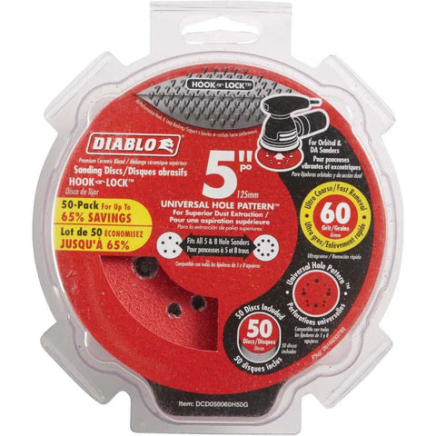 Hook And Lock ROS Sanding Discs For Wood Metal And Plastics 5 Inch 60 Grit Coarse Ceramic Blend Endura Bond Heavy Duty product packaging