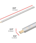 10 Inch Linkable LED Bright Strips, 6 Pack, 1650 Lumens, 2700K Warm White, dimensions labeled for under cabinet lighting.