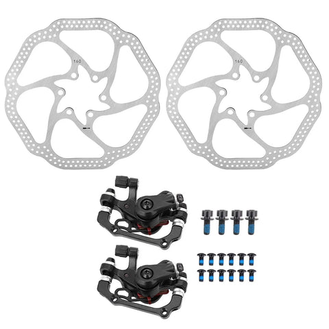 Mountain Bike Mechanical Disc Brake Set Featuring Front And Rear 160Mm Rotors Crafted From Heat Resistant Alloy Steel to deliver precise speed control.