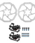 Kickass Mechanical Disc Brake Set For Front And Rear Road Bikes Supporting 160mm Rotors, featuring aluminum calipers and parts.