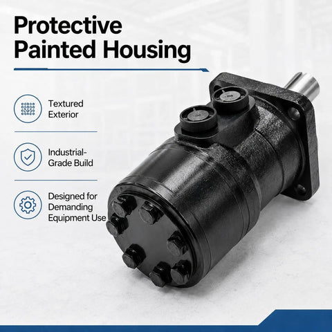 Low Speed High Torque Orbital Hydraulic Motor With Bidirectional Drive For Reversible Rotation In Hydraulic Systems And Industrial Equipment, black painted housing