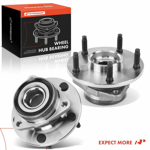 Two Front Wheel Bearing And Hub Assembly Fits Dodge Ram 1500 1994 1999 5 Lug 4WD With Rear ABS Durable Heavy Duty Direct Fit