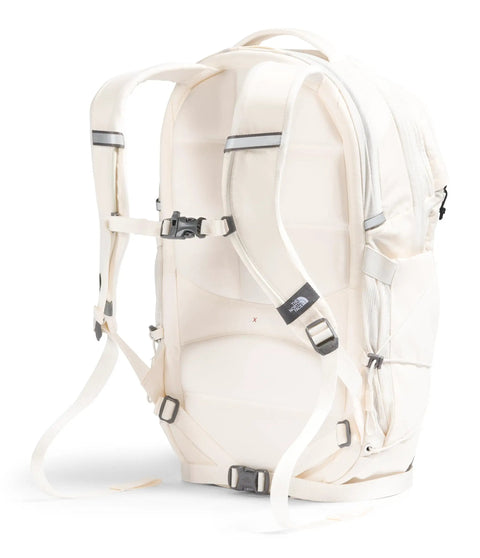 Back view of Women's Borealis Commuter Laptop Backpack For Everyday Travel, ultra comfy white straps, Gardenia White.