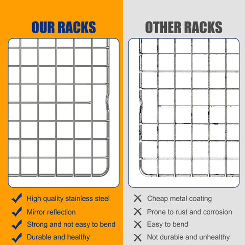 Comparison of 2 Pack Heavy Duty Stainless Steel Cooling Racks For Cooking And Baking, 10x15 Inch Wire Rack Set with other racks