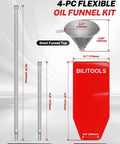 Spill Free Oil Change Kit With Steel Funnel, 14.6 Inch And 26.2 Inch Hoses, Reusable Flexible Funnel, Filter Included diagram
