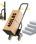 Heavy Duty Stair Climbing Hand Truck With 440 Lbs Capacity Featuring Six Swivel Wheels Telescopic Handle for moving boxes up stairs.