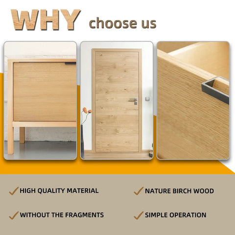 Birch Edge Banding Roll 2 Inch By 250 Feet Pre Glued Real Wood Veneer Tape cabinet door and drawer close-up.